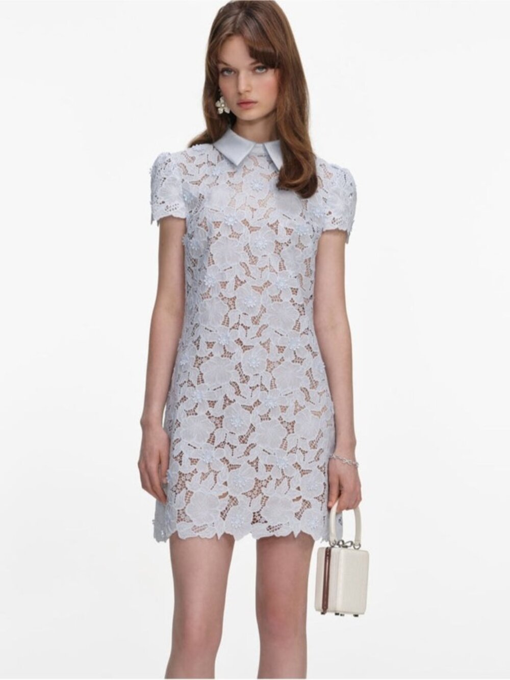 NWOT Self-Portrait BLUE GUIPURE LACE MINI DRESS